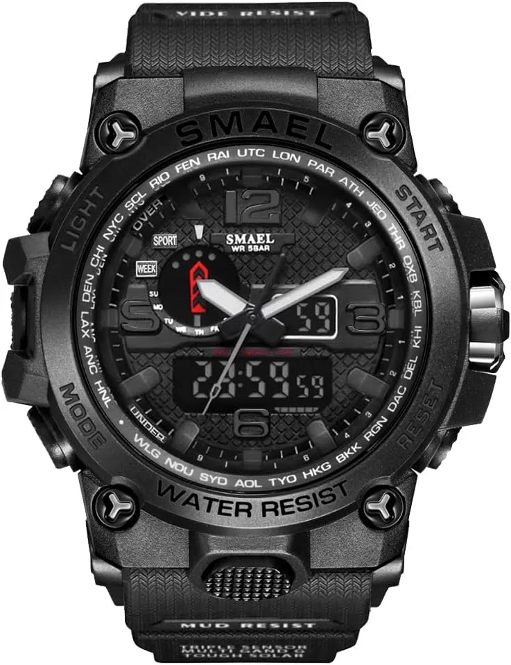 Military Watch for Men Large Dual Time Zone Date Multi Function Casual Work Wristwatch Tactics LED Alarm Stopwatch AIMES Men's Watches Sports endure domestic vivify morphology Outdoor Waterproof 