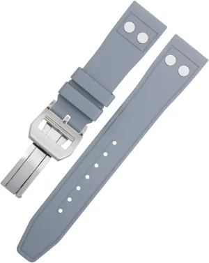 mind hub FKM Rubber With Rivet Watchband,For IWC Big Pilot Mark Portugieser Soft Wristband 22MM 21MM Nature Fluororubber 
