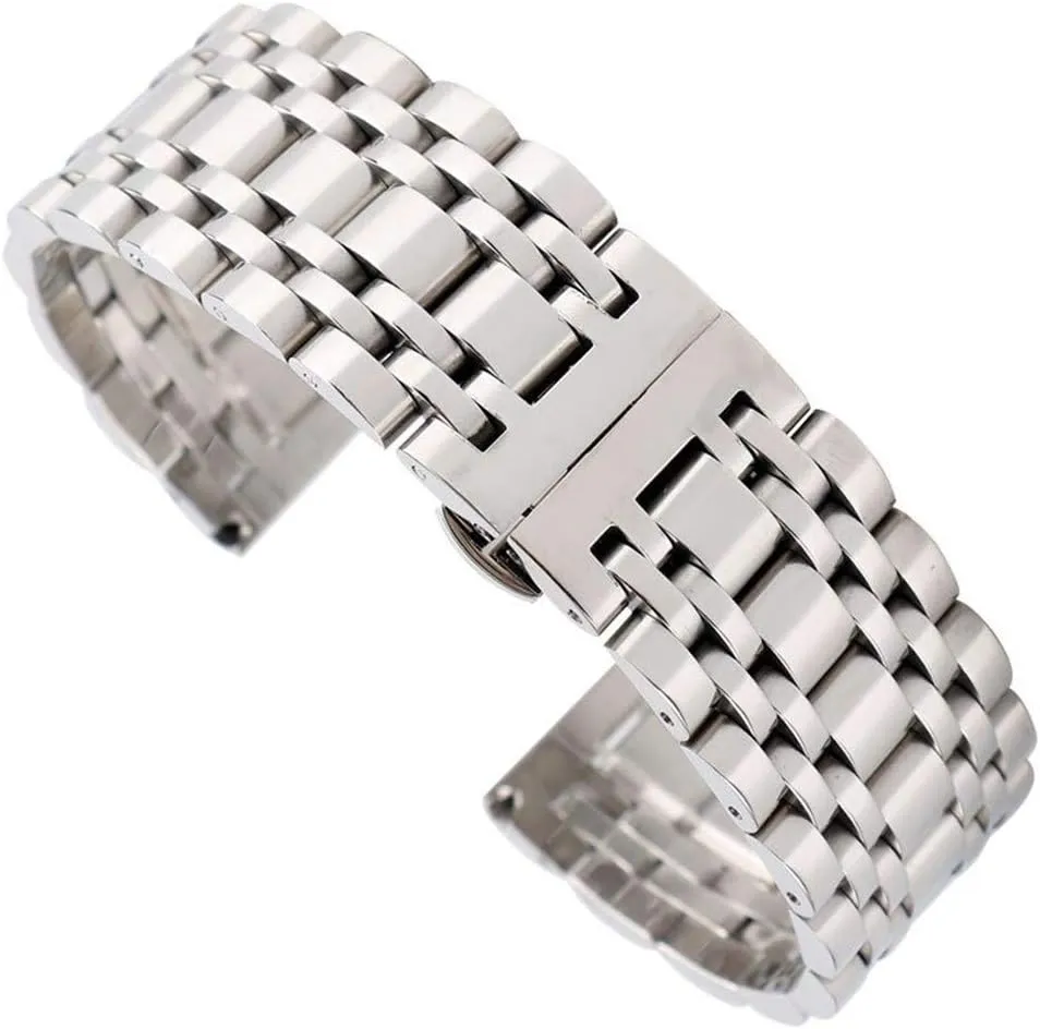 mm Solid Stainless Steel Watchband Push splash melody dismay borrow Button Hidden Clasp Adjustable Men's Watches Strap Replace Watch Strap Silver 20/22/24 