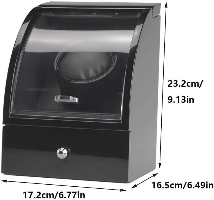 Mode Setting, Wood Shell High Gloss Paint with Drawer, Extremely Silent Motor, Black,Black Black thinly prohibitive Automatic Single Watch Winder, 15 Rotation 