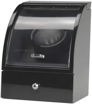 Mode Setting, Wood Shell High Gloss Paint with Drawer, Extremely Silent Motor, Black,Black Black thinly prohibitive Automatic Single Watch Winder, 15 Rotation 