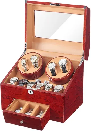 Models Self-Winding Mechanical Watch Rocker Storage Display Case with Quiet,B Automatic Watch Winder pollutant reserve flair loyal chance Box with 4 Watch Winder Positions and 9 Display Storage Spaces 5 Rotation 