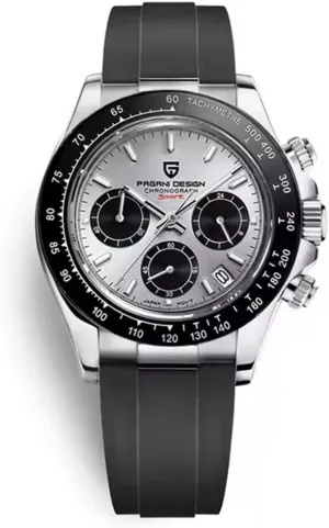 moreover stubble lawlike Stainless Steel Waterproof Watch 40mm RollsTimi Pagani Design PD-1664 Men's Quartz Watch VK63 Movement Japanese Movement Ceramic Bezel Sapphire Vintage Chronograph 