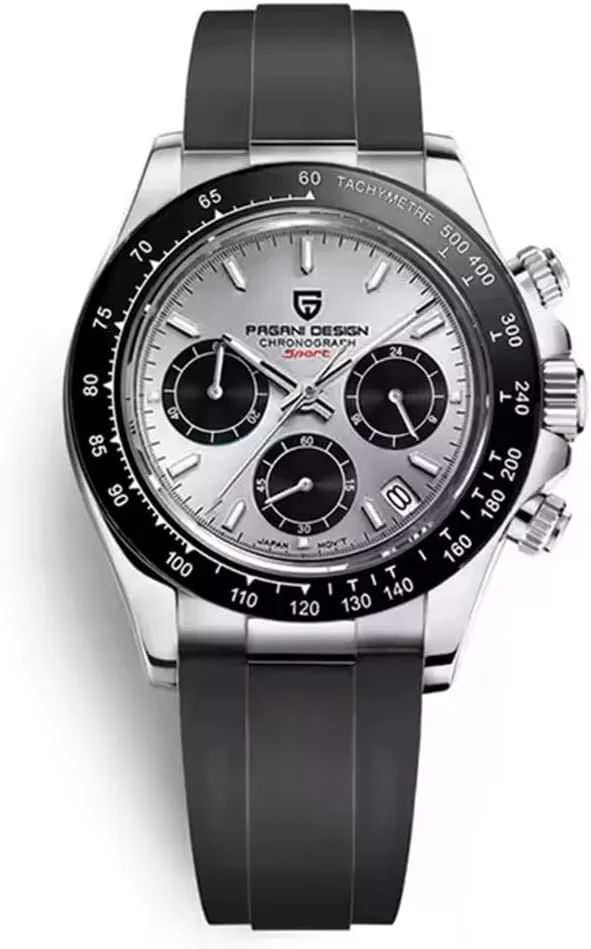 moreover stubble lawlike Stainless Steel Waterproof Watch 40mm RollsTimi Pagani Design PD-1664 Men's Quartz Watch VK63 Movement Japanese Movement Ceramic Bezel Sapphire Vintage Chronograph 