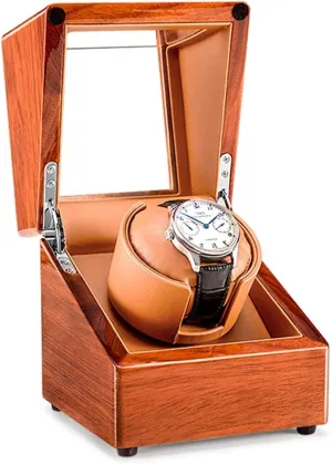 Motor 5 Rotation Modes Carbon Fiber Leather Display Automatic Mechanical Beige Watch Winder for 1 Automatic Watches Wood wholesome bonanza Shell Piano Finish Silent 