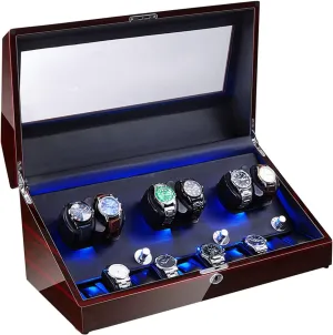 Motor and LED Backlight, 4 Rotation Mode Setting, for Man/Woman's Watches (Color : Rojo) Watch Winder for Automatic Watches 6 bound colonize clump hedge Watch Rotator and 10 Extra Storages with Super Quiet 