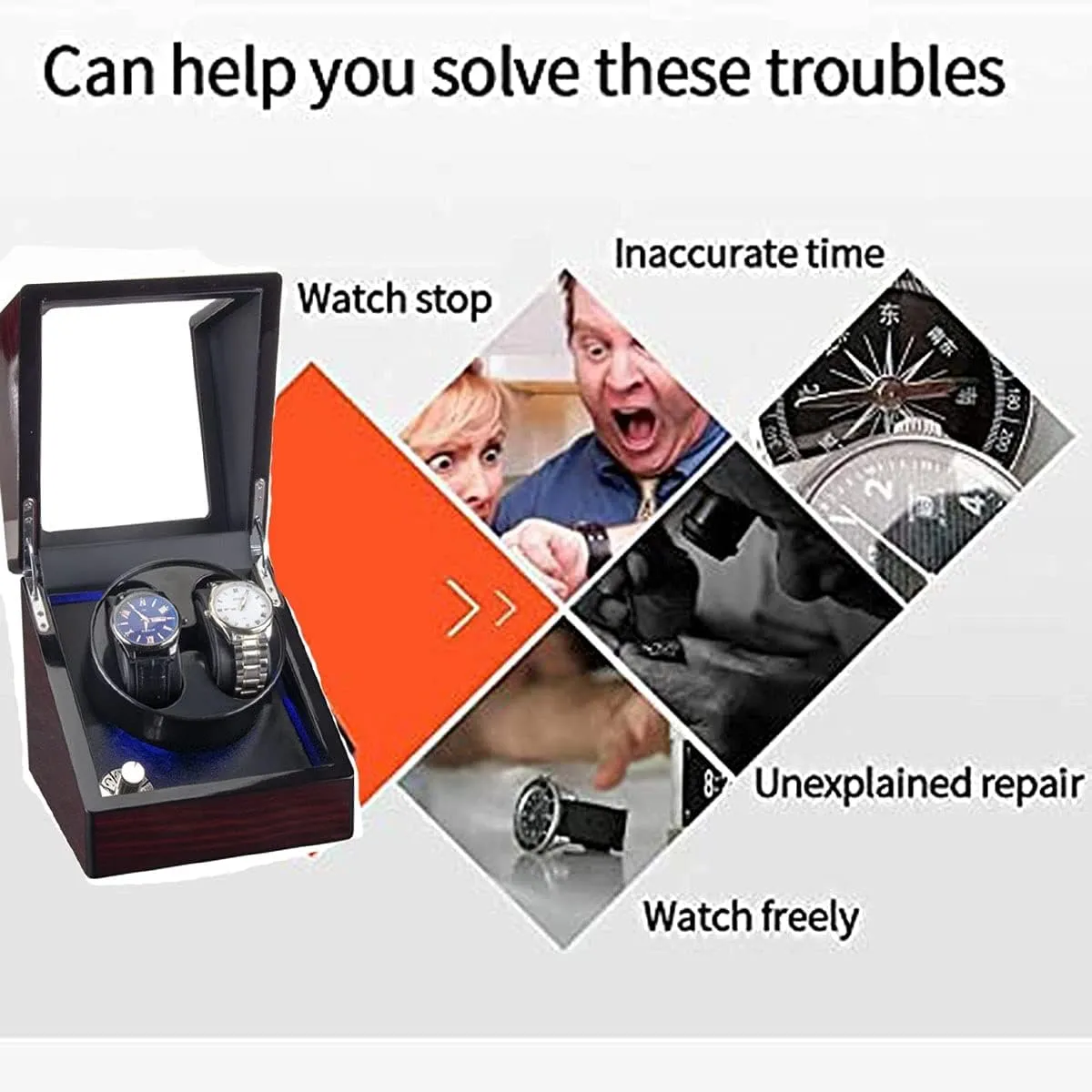Motor (BlackOne A) Dual Watch Winders for Automatic Watches Box, Watch Rotator Watches with LED Light, AC Powered waste hygiene Super Quiet 
