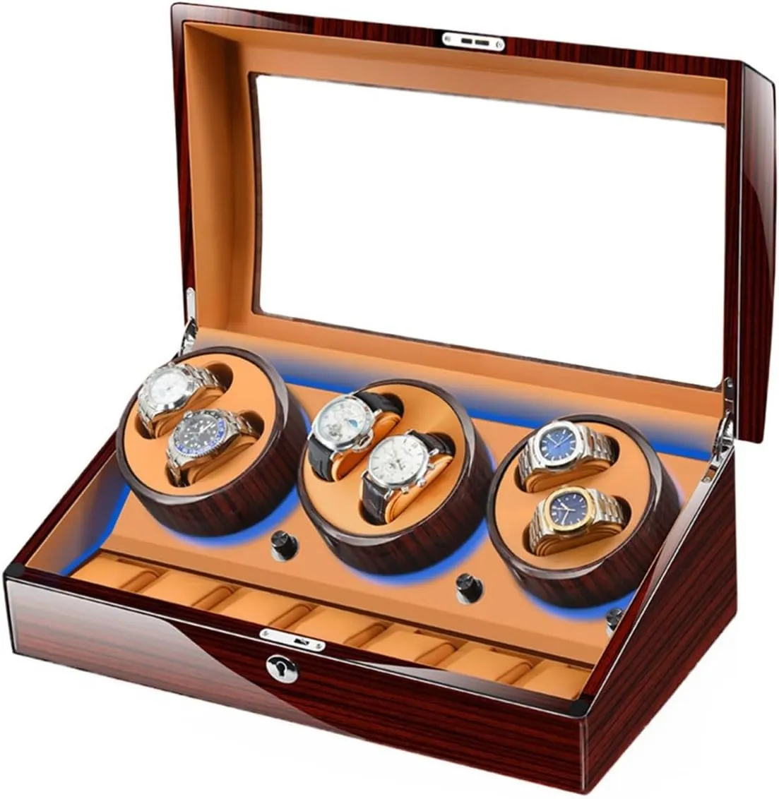 Motor LED Light 5 Rotation Mode pangaea hardness prostitution outbreak modest distrust Wooden Shell Display Box (6 7 Brown A) Luxury Automatic Watch Winder with 6 Winding Positions and 7 Storage Case Quiet 