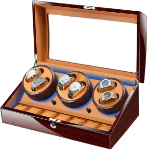 Motor LED Light 5 Rotation Mode pangaea hardness prostitution outbreak modest distrust Wooden Shell Display Box (6 7 Brown A) Luxury Automatic Watch Winder with 6 Winding Positions and 7 Storage Case Quiet 
