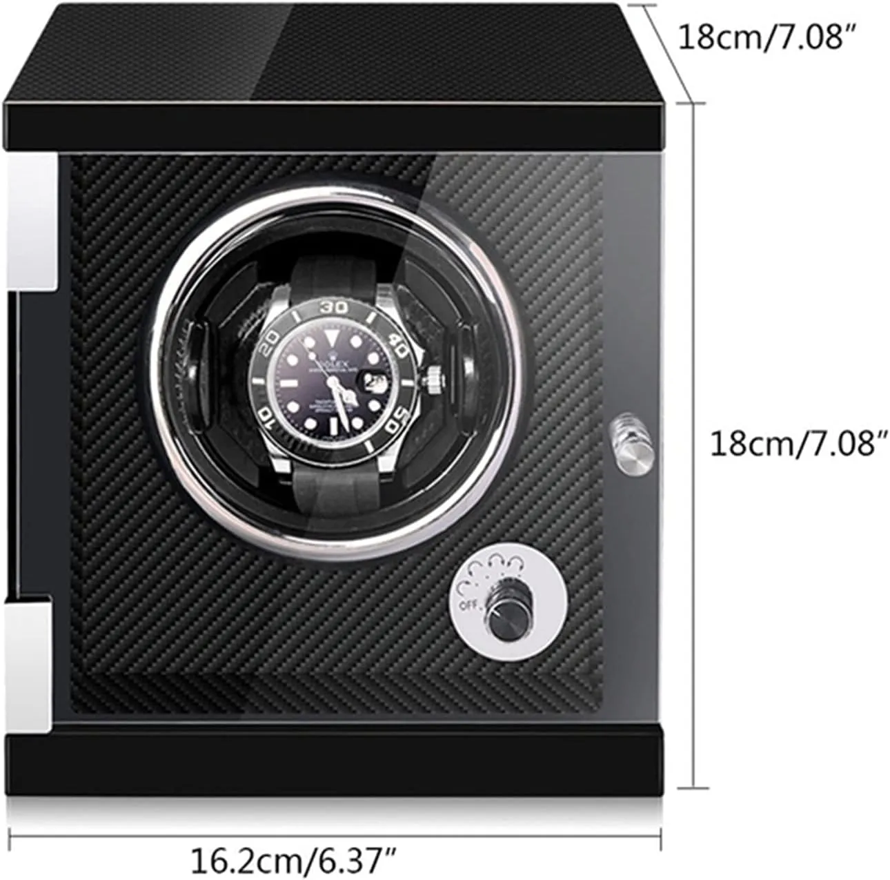 Motor Open and Shut Down Featured (Carbon Fiber 1 0) Watch Display Box Automatic Watch larva Winder for Watches in Wood Shell and Black Carbon Fiber Leather Watches Display Box with LED Lights Japanese 