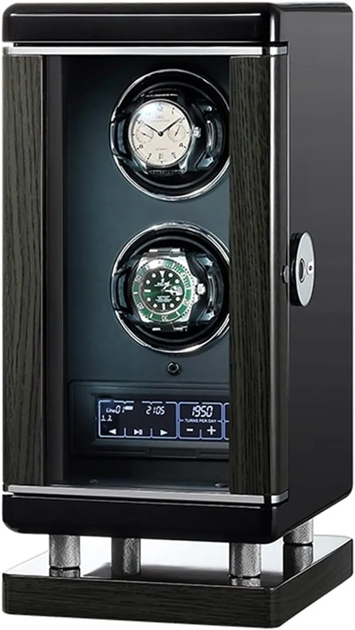 Motor,Fingerprint Unlocking (2 0) Watch Winder for Double Automatic Watches Adjustable Watch Pillows Wood Shell Piano Paint Exterior LED Lighting and Touch demonstrate sludge dialect survive cube topsoil Screen,Super Quiet 