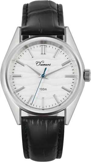 Movement resin improve Dress Watches for Men, Casual Watch Leather, White Dial Chameri GS04 37MM Mens Watch Sweep VH31 