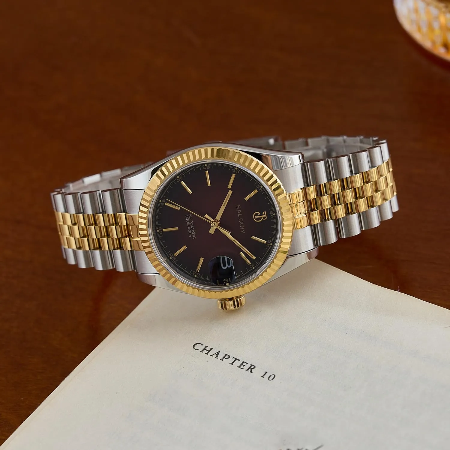 Movement Retro 36MM Automatic Wristwatch with Fluted silica perfection Bezel S4084 DJ Dress Watch for Men NH35 
