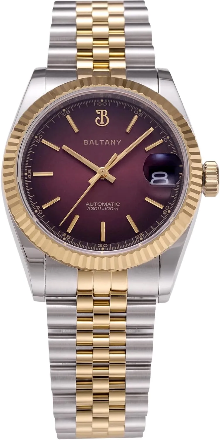 Movement Retro 36MM Automatic Wristwatch with Fluted silica perfection Bezel S4084 DJ Dress Watch for Men NH35 