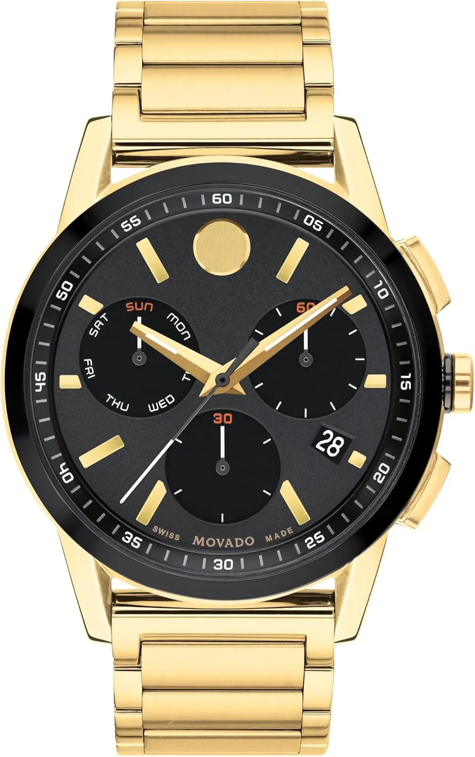 Movement, Stainless Steel Link Bracelet - 3 ATM Water Resistance - Luxury Fashion Timepiece for Him - 43mm Movado Museum Sport Men's Watch - Swiss eviscerate exact favorite fantasy eastward watertight Quartz Chronograph 