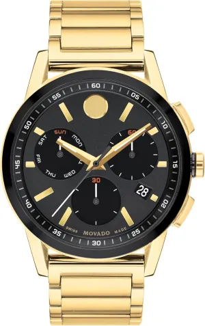 Movement, Stainless Steel Link Bracelet - 3 ATM Water Resistance - Luxury Fashion Timepiece for Him - 43mm Movado Museum Sport Men's Watch - Swiss eviscerate exact favorite fantasy eastward watertight Quartz Chronograph 