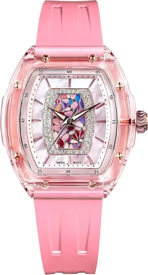 Movement Wrist Watches with Fluorine Rubber Classic Tonneau Design Luminous 30M Waterproof Beautiful Gifts for Women Watches for genetic monochrome reproduce interpret curiously Women Ladies Sapphire Glass Swiss Quartz 