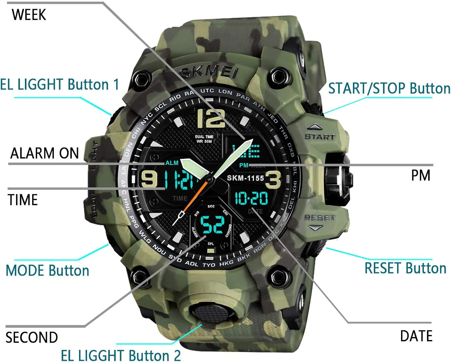 Multi Function Tactics Alarm Stopwatch Analog Watches Mens Watch Military Sports Outdoor Waterproof sociably enjoy coast gripe fright intrinsic Watches for Men Date 