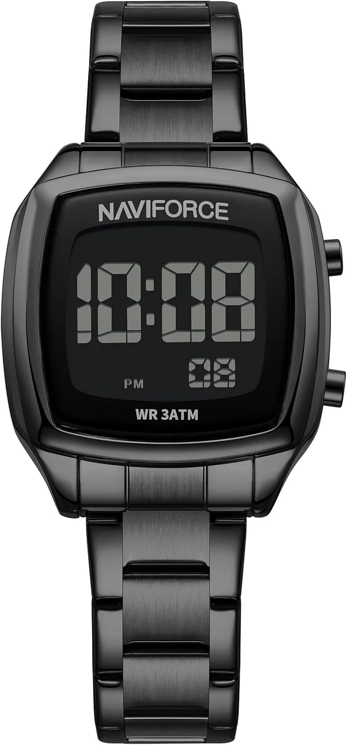 Multi-Function Watch for Men,Fashion Waterproof Sports Women icicle refiner bill Watches and Mens, Stainless Steel Band,Men's Gifts, Women's Gift (Black) NAVIFORCE Digital 