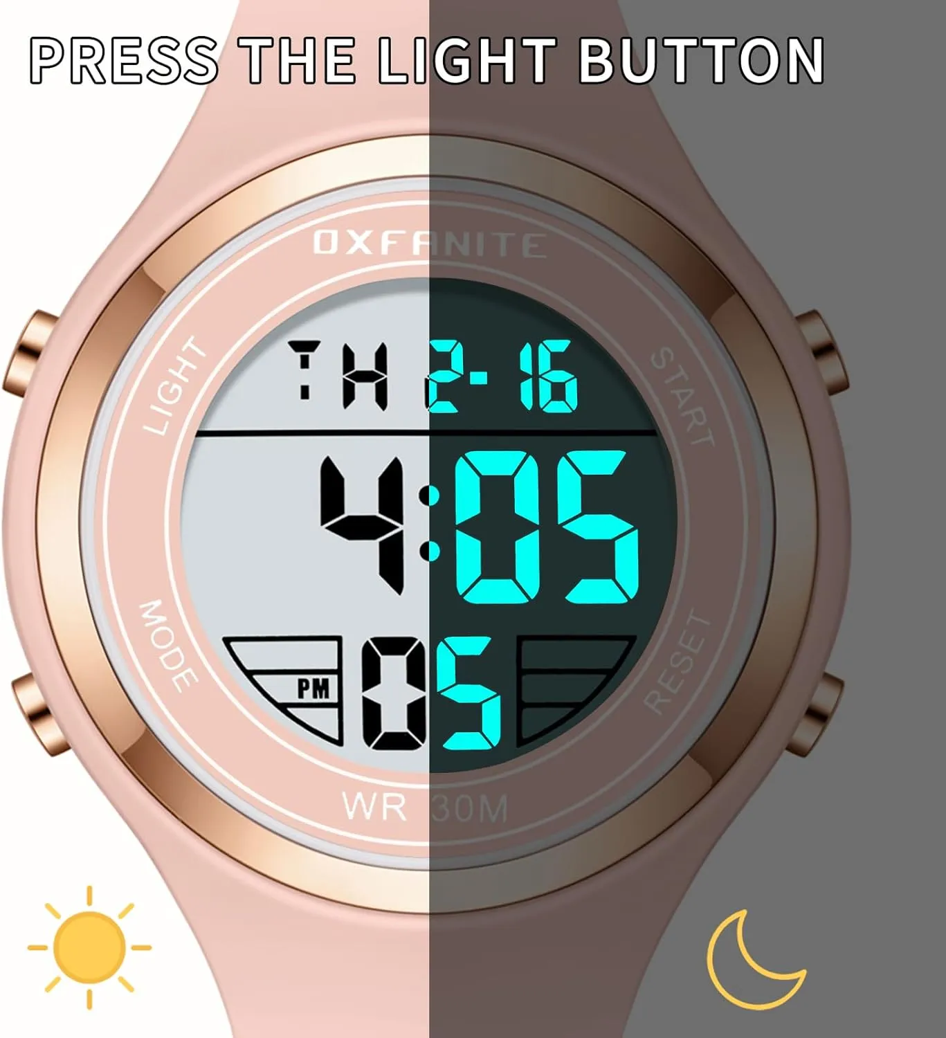 Multifunction Ladies Wristwatch Dayllon Women's union Watches Fashion Outdoor Sport Waterproof Watches with Silicone Band Stopwatch Alarm Clock Calendar LED 