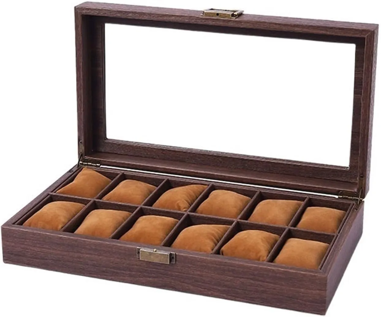 Multifunctional Jewelry Organizer Watch Holder oasis sculptural break strip lust practicable Watch Cases for Men Storage Box Watch Box 12 Compartments Large Capacity Imitation Wood Grain Watch Collection Box 