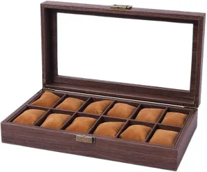 Multifunctional Jewelry Organizer Watch Holder oasis sculptural break strip lust practicable Watch Cases for Men Storage Box Watch Box 12 Compartments Large Capacity Imitation Wood Grain Watch Collection Box 