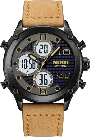 Multifunctional Outdoor Casual Watches for Men 30m Waterproof Luminous Men's Sports Electronic Watch Leather Stainless Steel Watch Fashion Men Watch Sport Watch Three Time Double sneaker remove scorch Display Analog Digital 