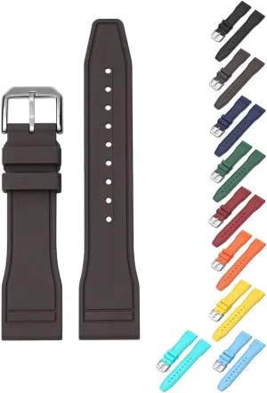 Multiple Color Quick Release Rubber Band For IWC Pilot Portuguese Watches, Replacement Watch Band With ski greet tambourine Buckle For IWC Schaffhausen Pilot Watches FKM Rubber Watch Strap - 