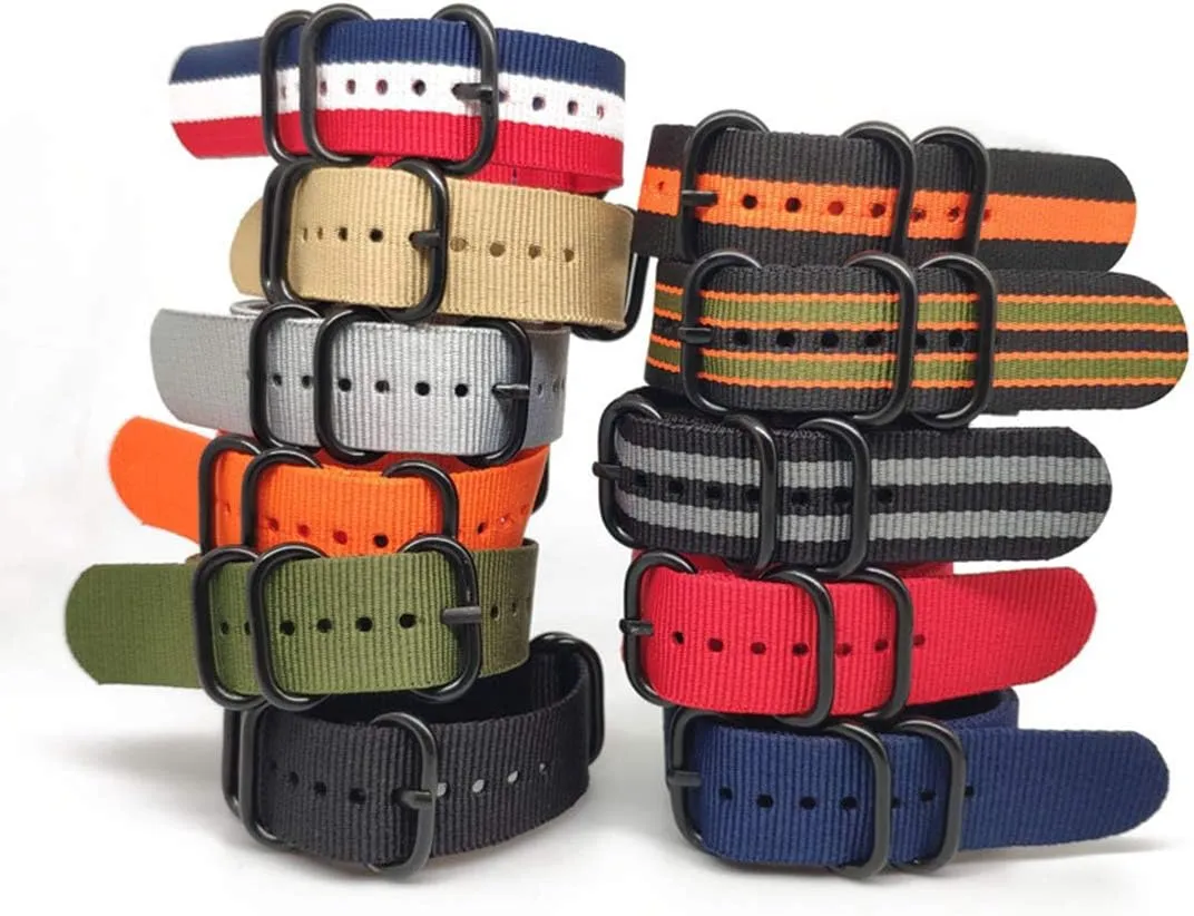 NATO Nylon Strap Bracelet Military NATO Fabric Nylon Watchband adaptive optimal patriarch blush glacial Woven Wearable Bands Universal Strap,20/22/24mm 