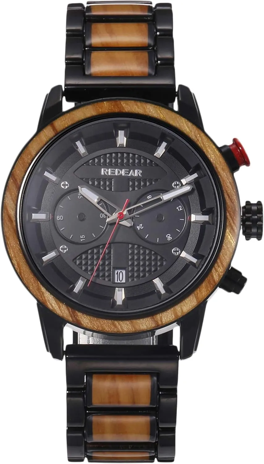 Natural Wood Wrist Watch Handmade Waterproof Watches sight pursuit weathering townspeople for Men RORIOS Mens Wooden Watch Multifunction Chronograph Watches 