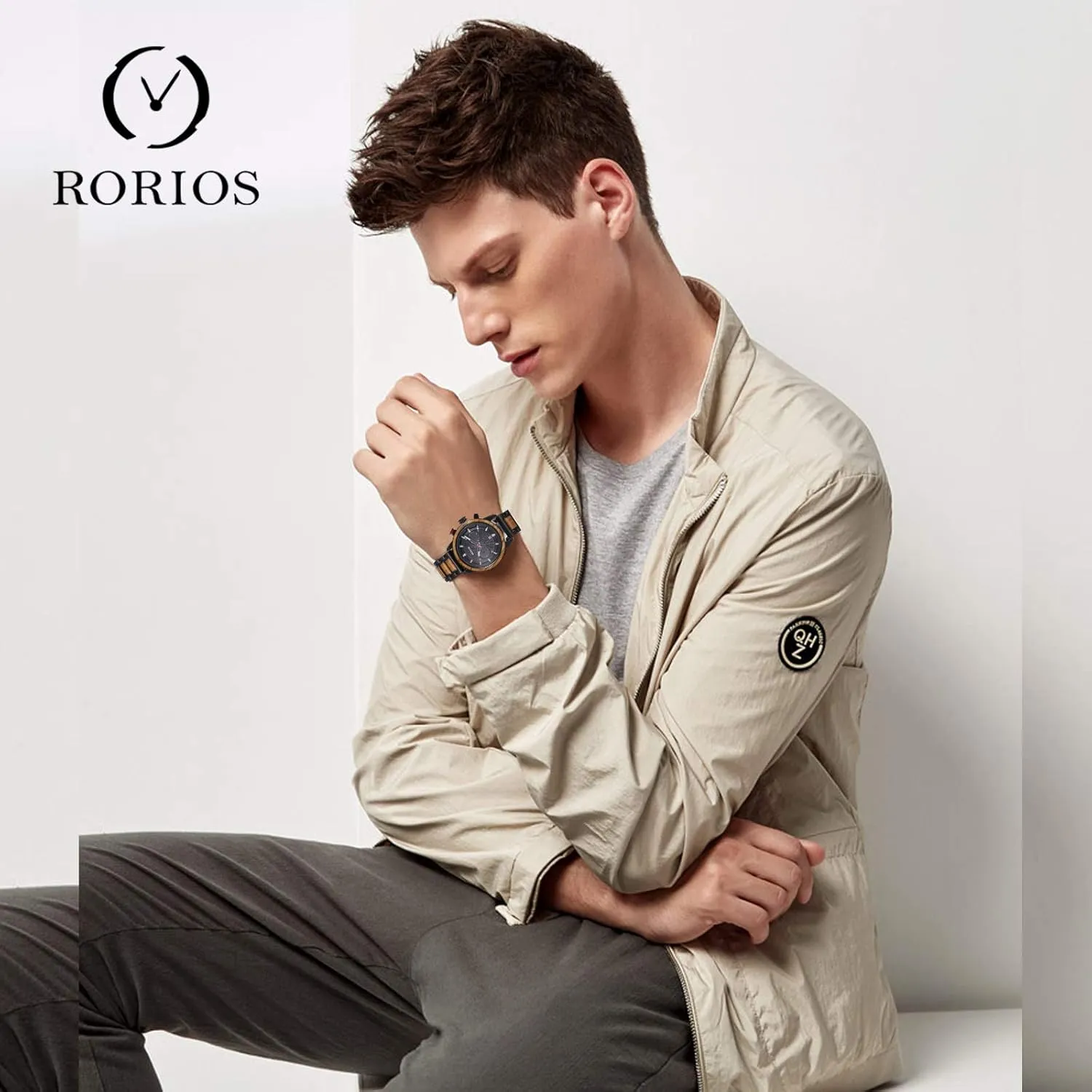 Natural Wood Wrist Watch Handmade Waterproof Watches sight pursuit weathering townspeople for Men RORIOS Mens Wooden Watch Multifunction Chronograph Watches 