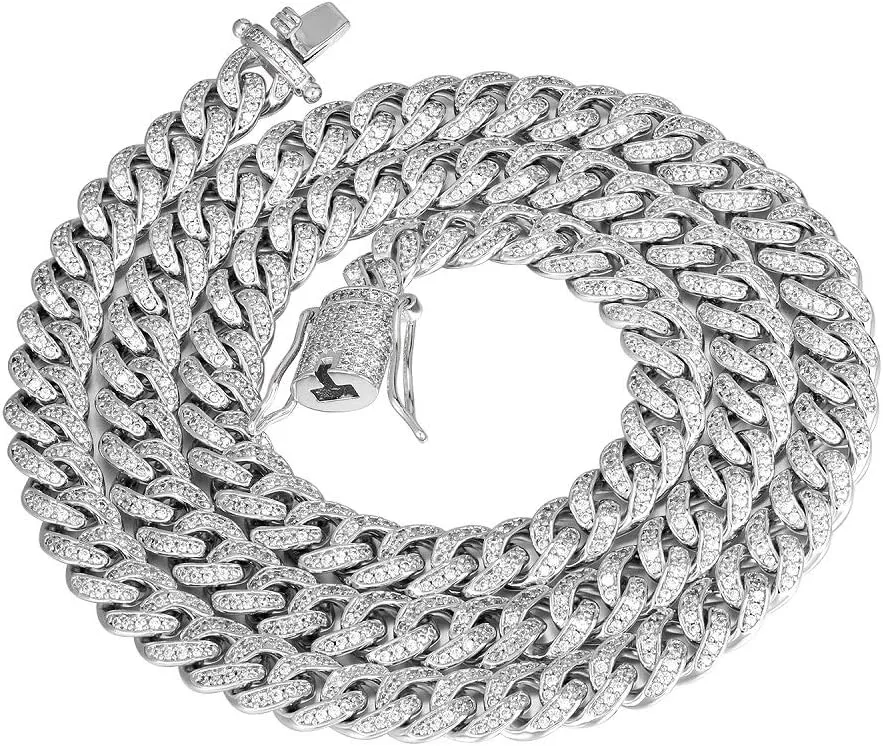 Necklace/Bracelet 8.5"-24 8mm Mens Iced Out Hip Hop Miami Cuban Link Chain column Choker 14K/18K Gold White Gold plated CZ 