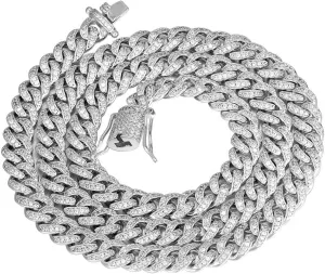 Necklace/Bracelet 8.5"-24 8mm Mens Iced Out Hip Hop Miami Cuban Link Chain column Choker 14K/18K Gold White Gold plated CZ 