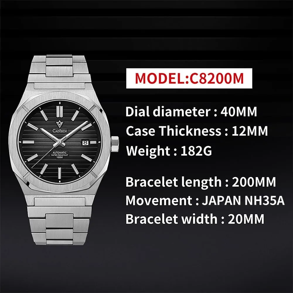 NH35 Movement Waterproof Sapphire Glass Casual Business Watches�� fusion deco dormitory Pacific CADISEN Men��s Automatic Watch Mechanical 