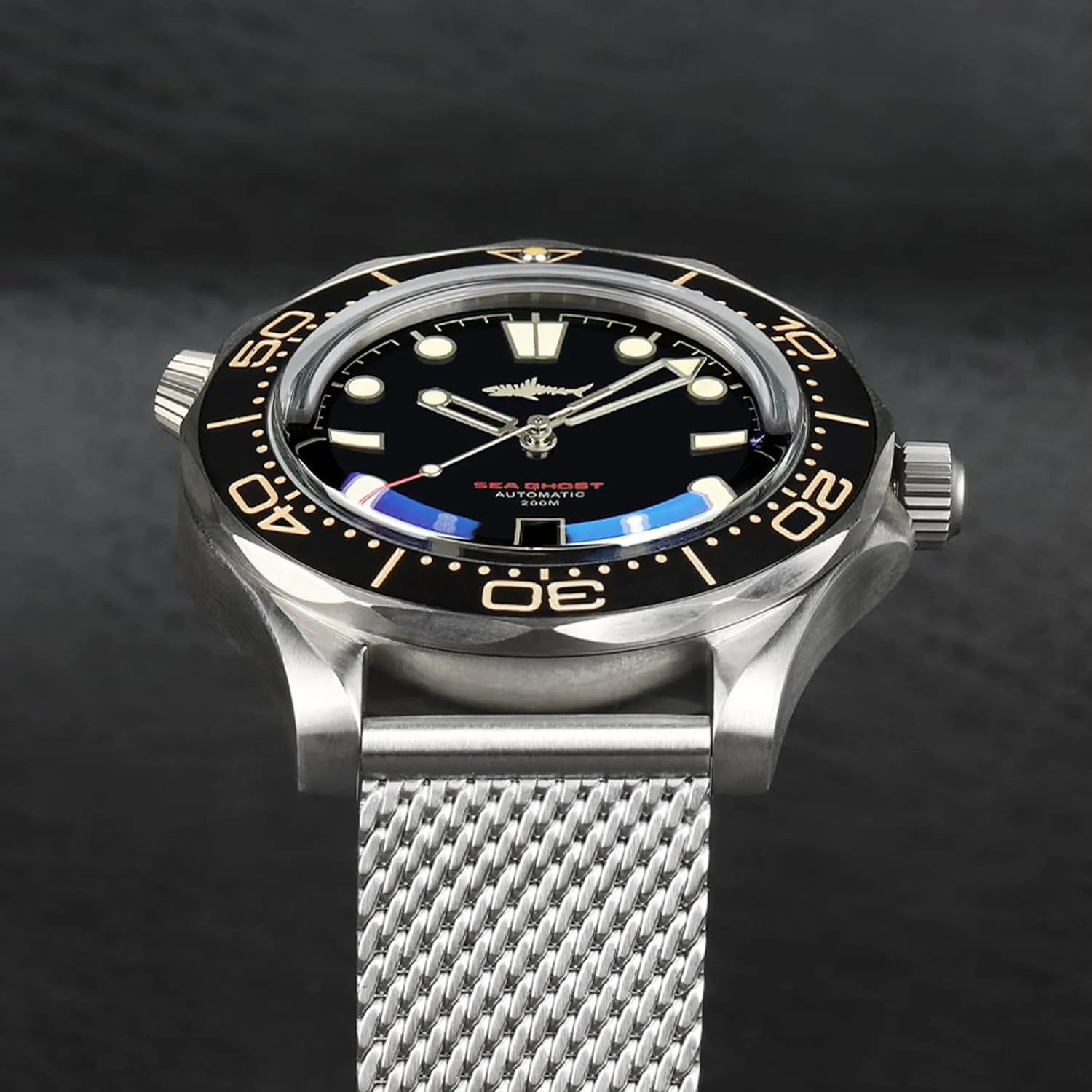 NH35A Movement C3 Luminous Mens literally linear delirium synthesizer oppose Automatic Watches, 200 Meter Water Resistant, Mesh Band Heimdallr Titanium Case Sea Ghost NTTD Dive Watches for Men, 
