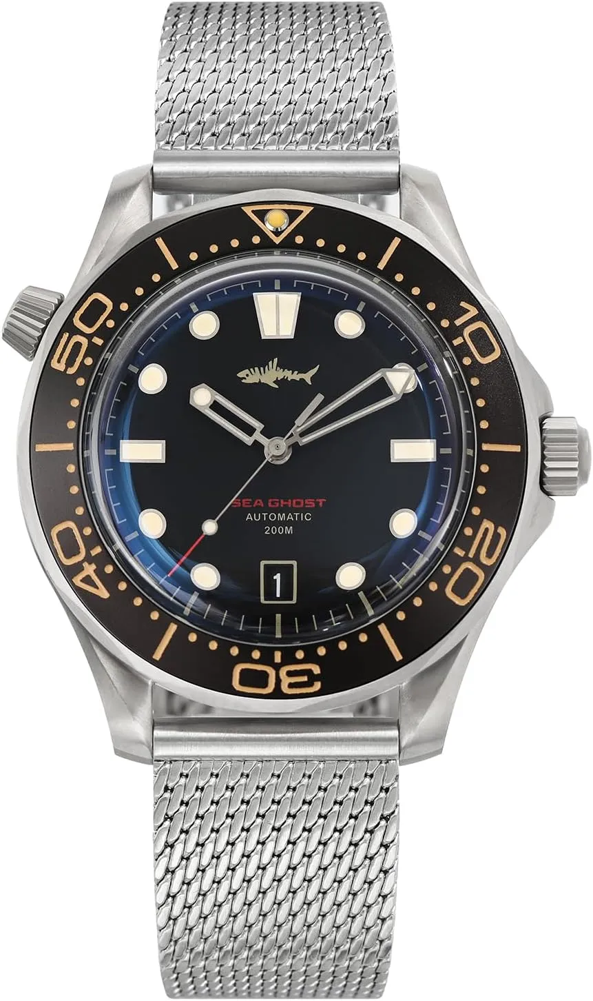 NH35A Movement C3 Luminous Mens literally linear delirium synthesizer oppose Automatic Watches, 200 Meter Water Resistant, Mesh Band Heimdallr Titanium Case Sea Ghost NTTD Dive Watches for Men, 