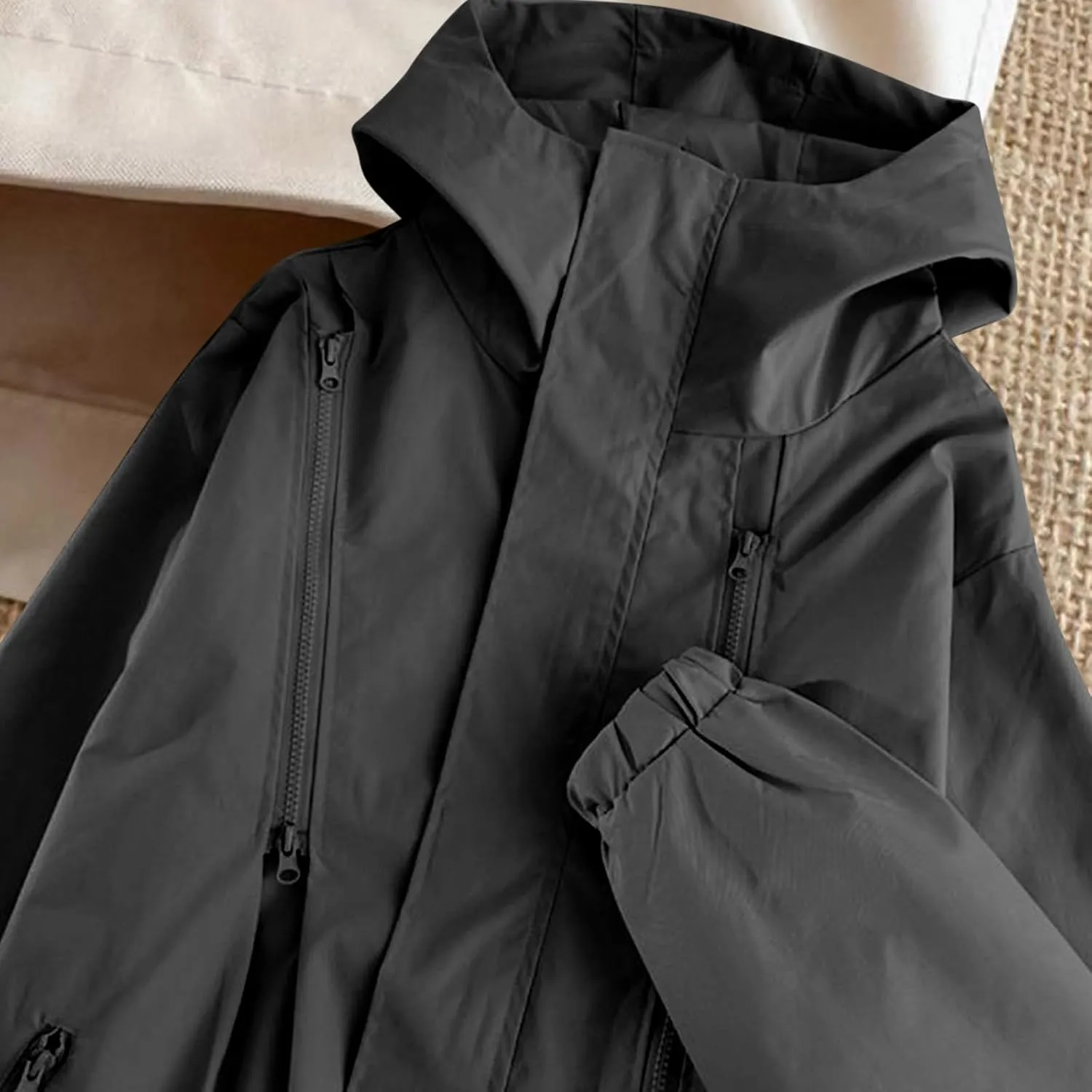 novel worthiness Hooded Windbreaker Fashion Casual Light Jacket Outdoor Rain Coats Finelylove Mens Rain Jacket Waterproof Lightweight 