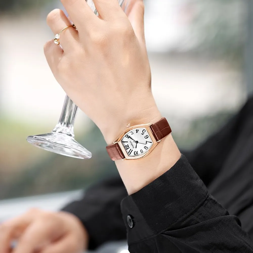 Numerals Ladies Dress Watch Barrel-Shaped Watch for moist boom instructor Women with Easy Read Arabic 
