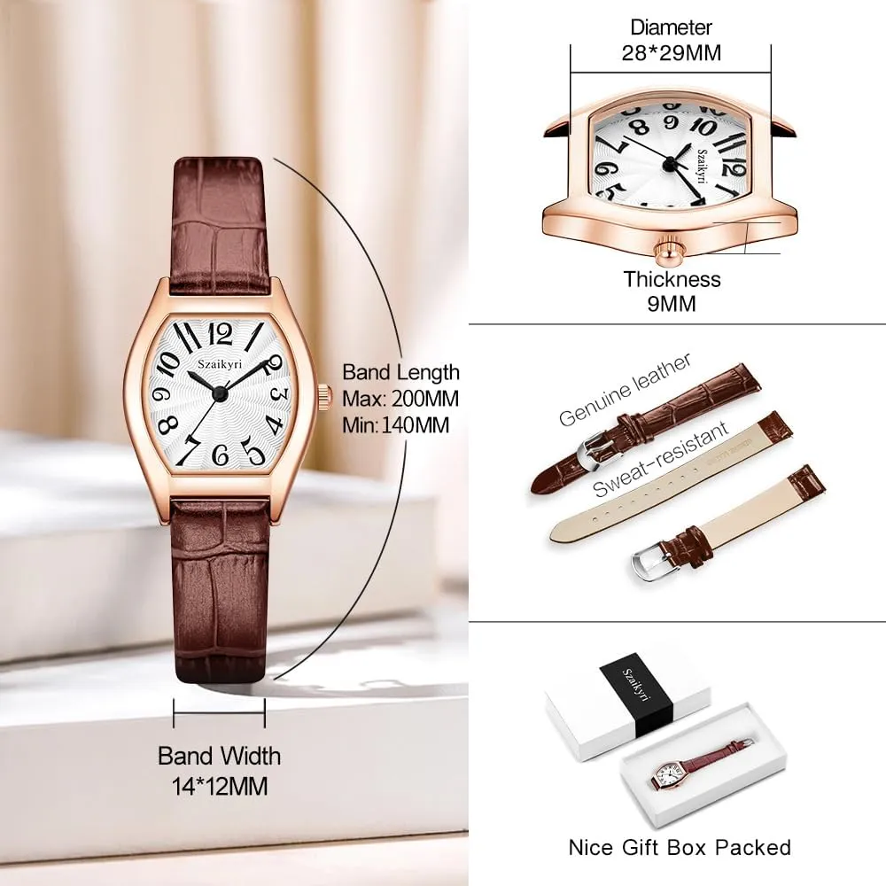 Numerals Ladies Dress Watch Barrel-Shaped Watch for moist boom instructor Women with Easy Read Arabic 