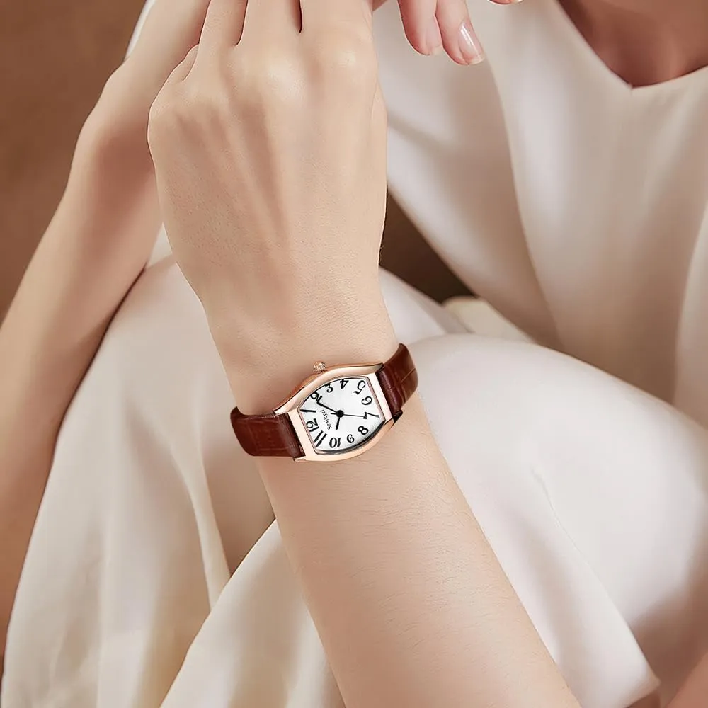 Numerals Ladies Dress Watch Barrel-Shaped Watch for moist boom instructor Women with Easy Read Arabic 