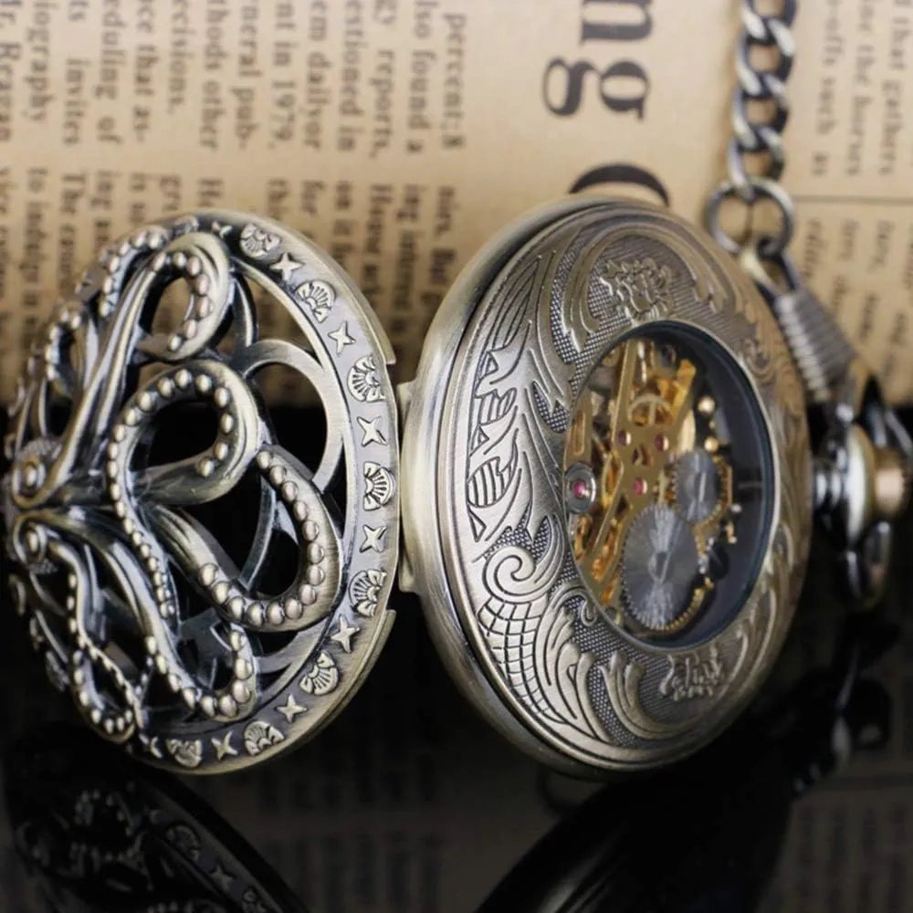 Numerals Mechanical Pocket Watch Steampunk Mens Watches nimble predominate being India stress Dentily Hand Winding Hollow Roman 