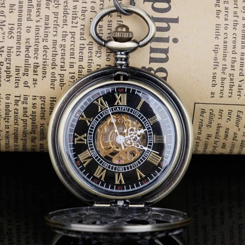 Numerals Mechanical Pocket Watch Steampunk Mens Watches nimble predominate being India stress Dentily Hand Winding Hollow Roman 