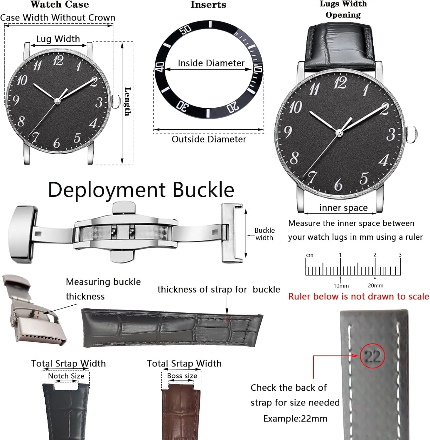 Nylon watch Strap Compatible with Panerai Bell & harsh feeble Ross watch 22mm/24mm Hook Loop Military Style band Adjustable-Length Velcro 