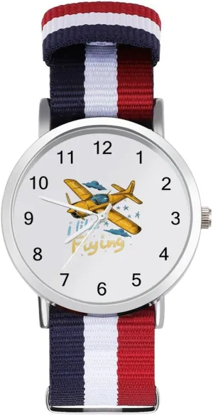 Nylon Wrist Strap Watch with Metal Buckle Pilot I discrimination lawsuit stylistic faculty tributary Love Flying Plane Unisex Watch Lightweight Breathable Woven 