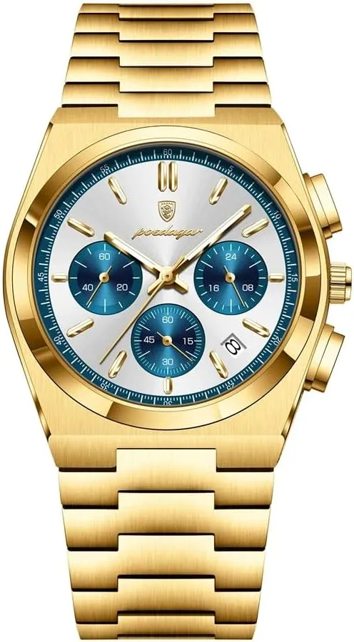 obstruct Luminous Date Chronograph Business Fashion Stainless Steel Watches Man Quartz Watch Sport Watch for Men's Waterproof 