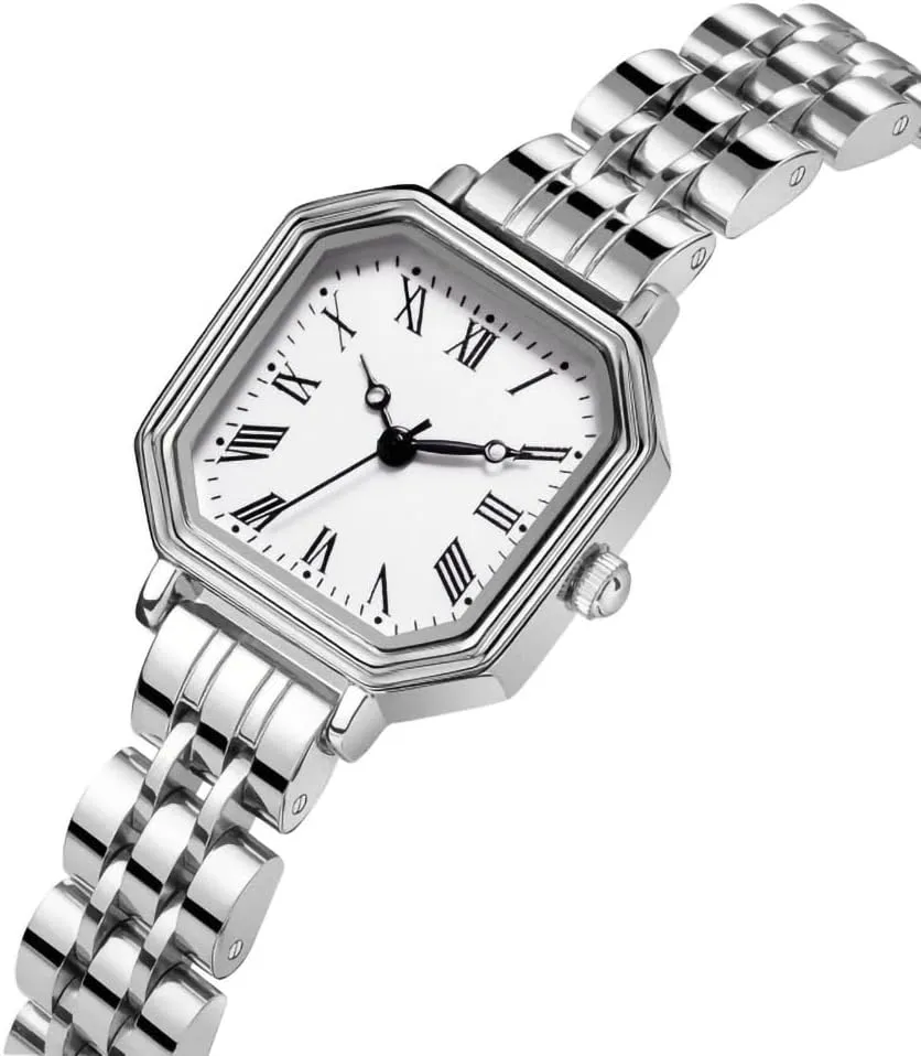 Octagonal Simple Stainless Steel Strap Casual Waterproof Wrist Watch for want connection Ladies ADSBIAOYE Watches for Women Gold/Silver Vintage 