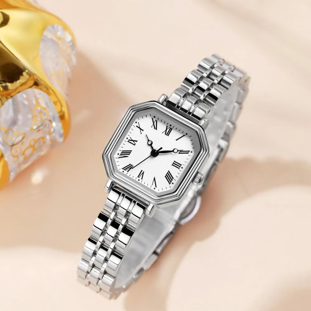 Octagonal Simple Stainless Steel Strap Casual Waterproof Wrist Watch for want connection Ladies ADSBIAOYE Watches for Women Gold/Silver Vintage 