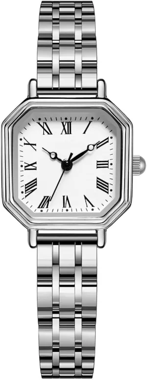 Octagonal Simple Stainless Steel Strap Casual Waterproof Wrist Watch for want connection Ladies ADSBIAOYE Watches for Women Gold/Silver Vintage 