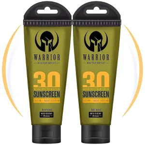of 2 WARRIOR - WIN YOUR BATTLES- Sunscreen SPF 30 Lotion - Water & Sweat Resistant Body Lotion with SPF - Non-Mineral Formula, Camo avail Presentation, Broad Spectrum Sunscreen SPF30-3 Fl Oz - Pack 