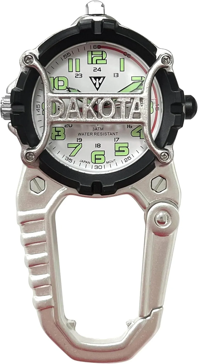 on Watch Dakota Mini Clip Microlight, adhesive Quality Pocket and Fob Watch, Premium Durability Outdoor Gifts for Men, Use for Fishing Hunting, and More, LED Flashlight, Clip 